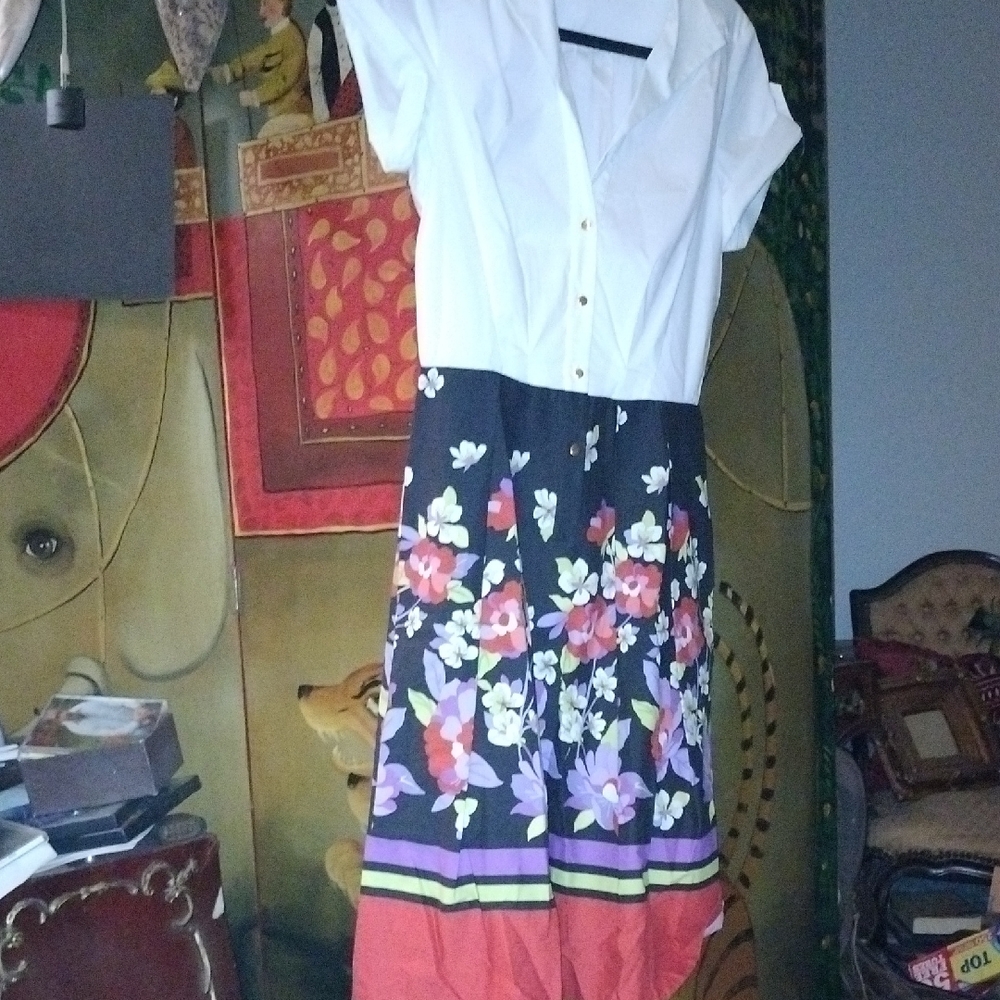 Luisa Spagnoli Floral Skirt Dress in Black and White